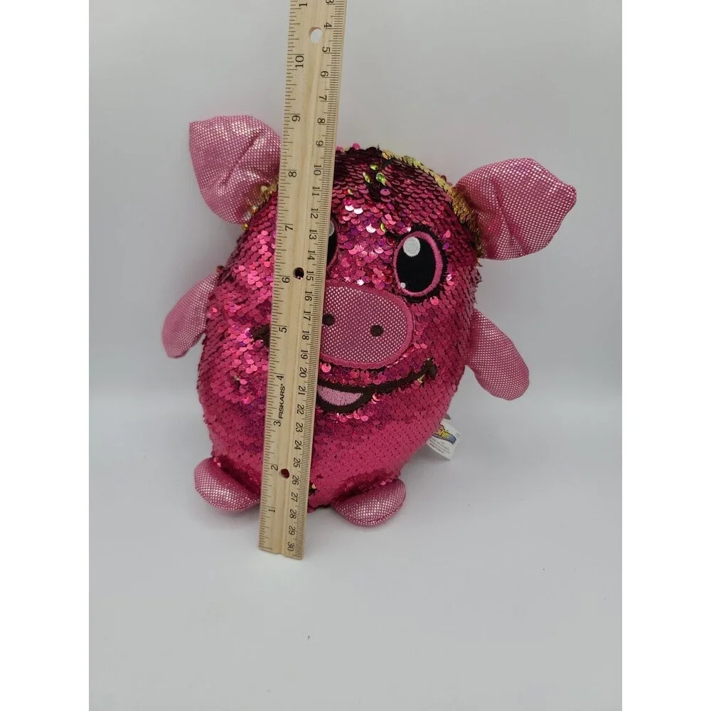 Shimmeez Polly Pig Flip Reversible Pink Gold Sequins Plush Stuffed Animal Toy
